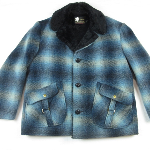 COPY - Vintage 1970's Men's Unisex Fall Winter Coat Jacket Plaid 42 Regular - Picture 2 of 6